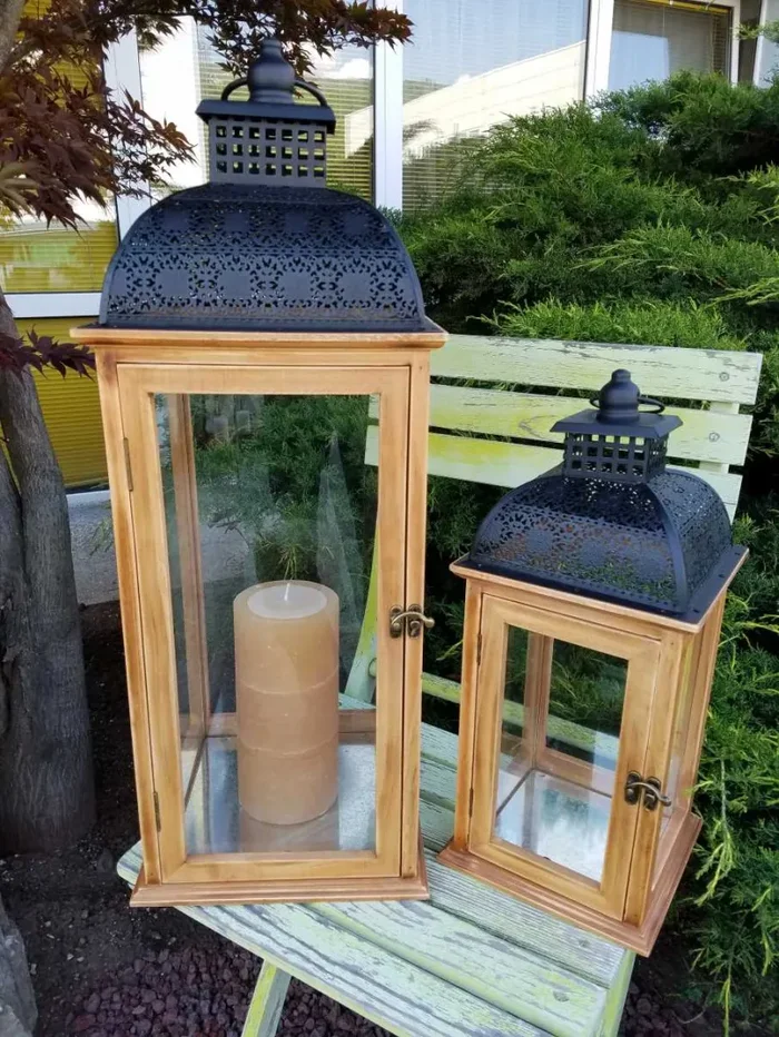 BONTURI CASA HOME DECORATION Lanterna Set 2 Pz 24 x 24 x 64 Cm 18 x 18 x 42 Cm Naturale