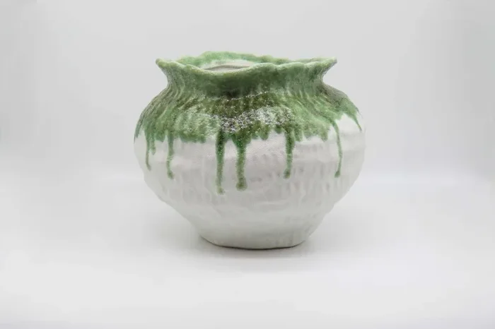 BONTURI CASA HOME DECORATION Orcio Picolo H 24 Cm 30 x 30 Cm Ceramica Lava White Green