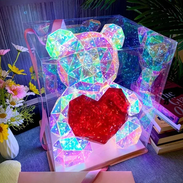 BONTURI CASA HOME DECORATION Teddy Bear Gift Box 20 x 19 x 25 Cm 150 Leds Usb Battery