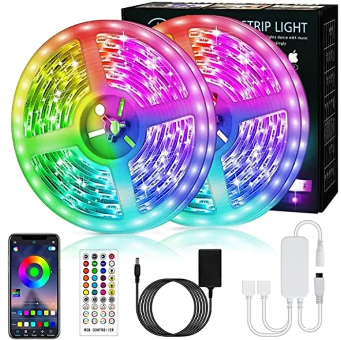 Bonve Pet 12M Bluetooth Striscia LED Musicale 5050 RGB, Luci Led Strisce LED Adesive con 40 Tasti, Nastri Led con Funzione Musicale Controllo App e Telecomando per Decorazione TV Camera Cucina - immagine 3