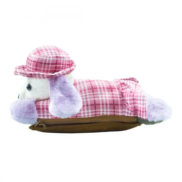 Borsa Acqua Calda Elettrica Ricaricabile Scaldamani Cane a Peluche Lilla - immagine 2