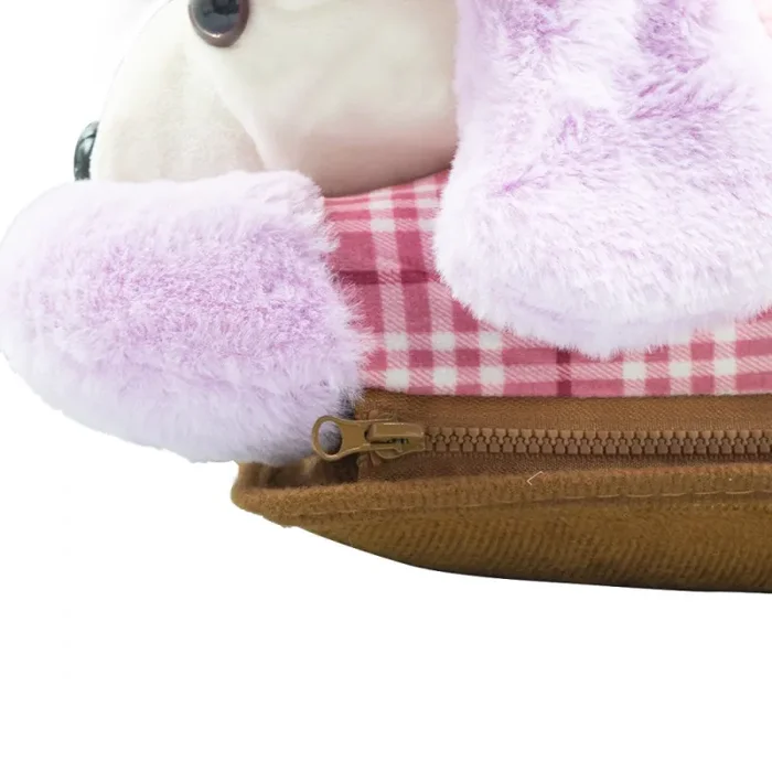 Borsa Acqua Calda Elettrica Ricaricabile Scaldamani Cane a Peluche Lilla - immagine 3