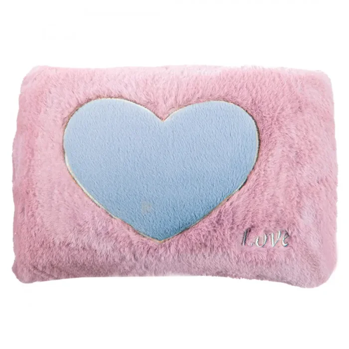 Borsa Acqua Calda Elettrica Ricaricabile Scaldamani Cuore a Peluche Rosa