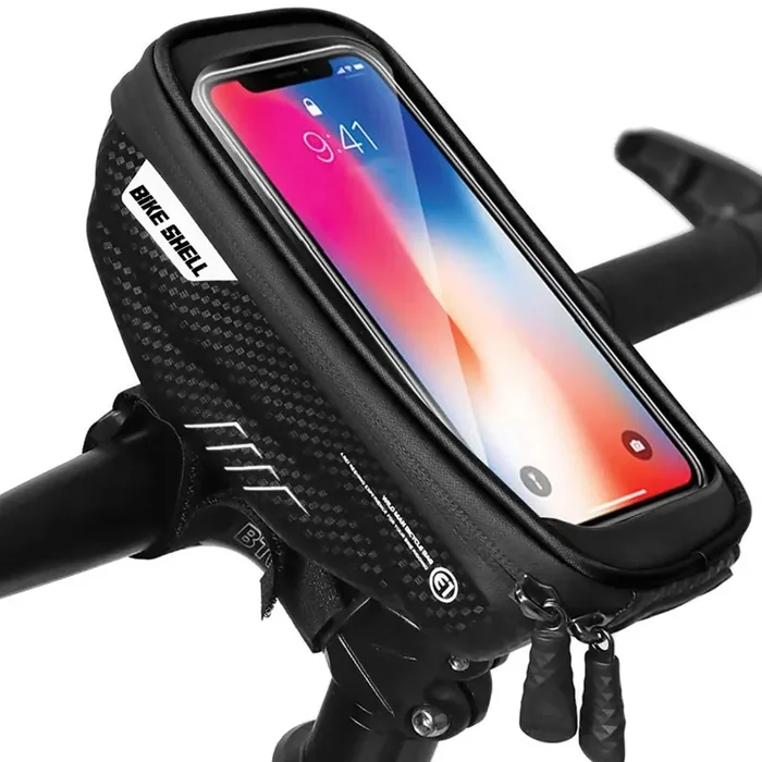 Borsa Portaoggetti da Manubrio Bicicletta 17x9x6 cm con Tasca Touchscreen per Smartphone - immagine 2