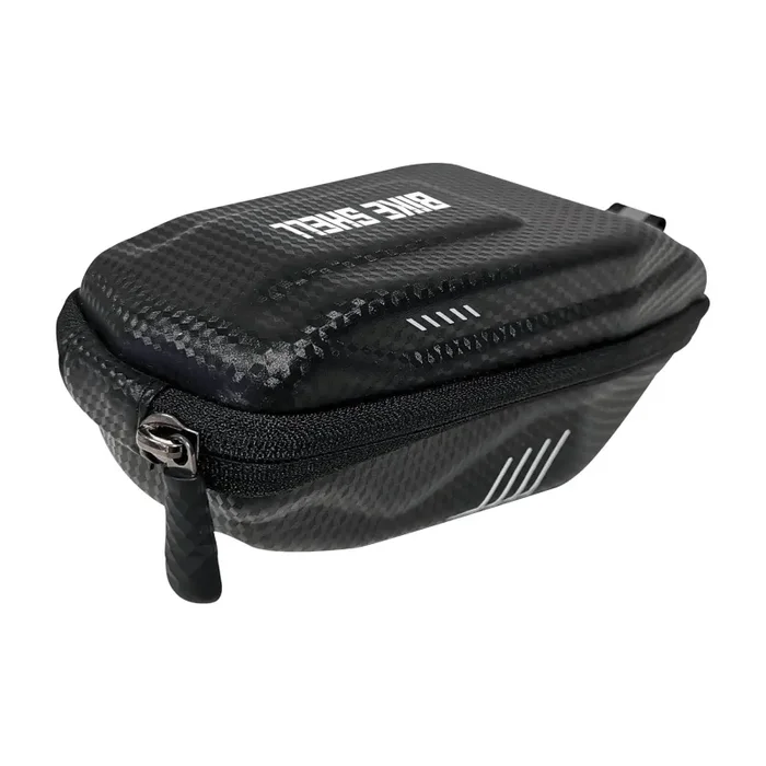 Borsa Portaoggetti Sottosella Bicicletta 18×8,5×5 cm Doppia Tasca Rigida Effetto Carbonio Moda