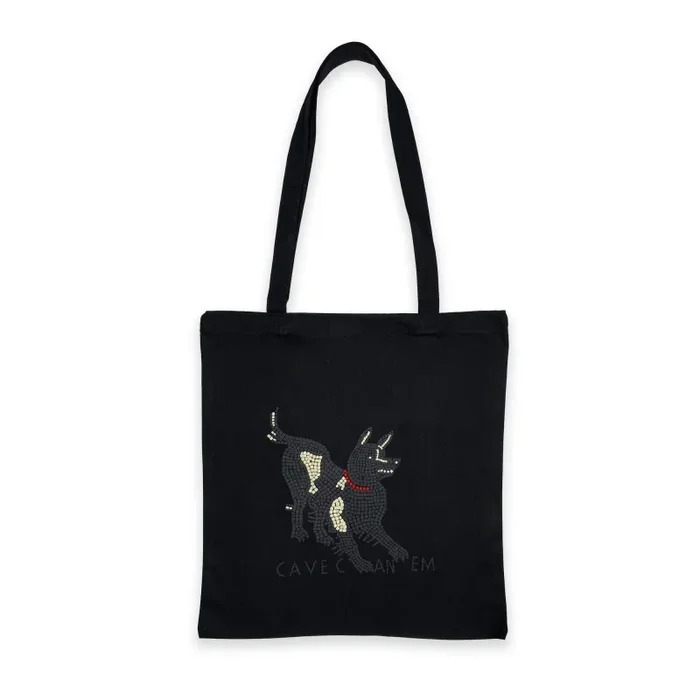 Borsa Shopper Cave Canem – Cotone Nero, Mosaico di Pompei - immagine 2