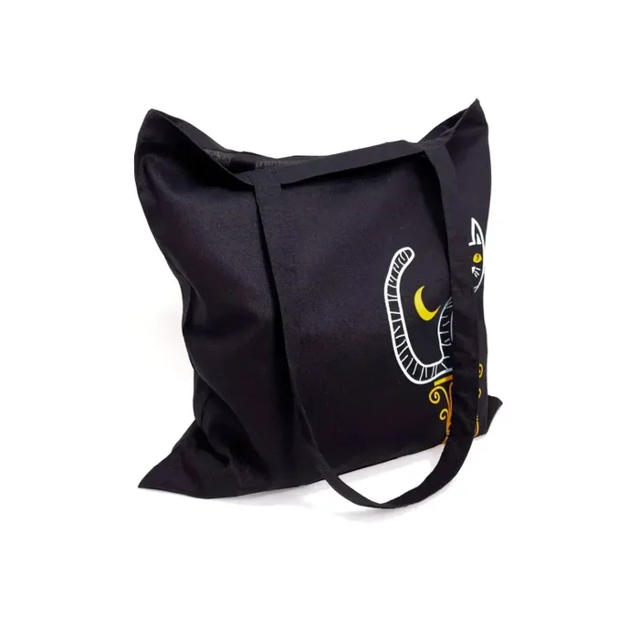 Borsa Shopper Gatto su Colonna in Cotone Nero Vendita calda - immagine 2