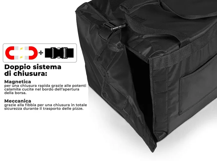 Borsa Termica Rigida Magnetica Porta Pizze da Asporto 10 Cartoni Safemi Magnetic 10 Nera - immagine 3