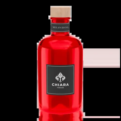 BOTTIGLIA IN VETRO SEMITRASPARENTE 250ML-MELANGRANA CON ASTUCCIO E BACCHETTE