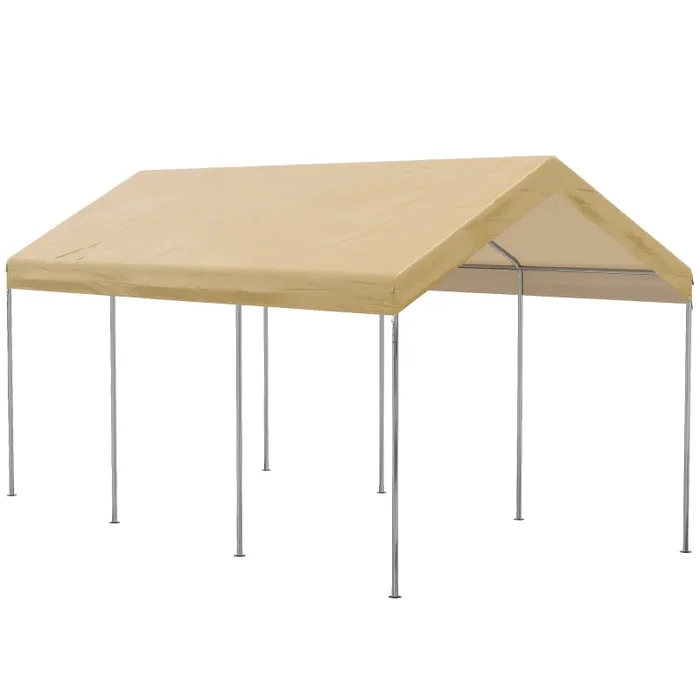 Box Auto da Esterno 600x295x265-310 cm in Acciaio e Polietilene Beige