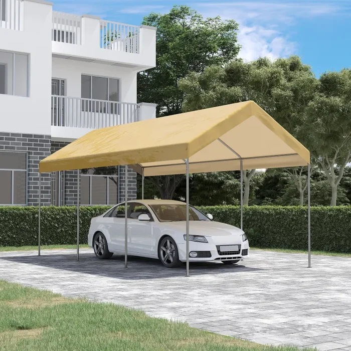 Box Auto da Esterno 600x295x265-310 cm in Acciaio e Polietilene Beige - immagine 2