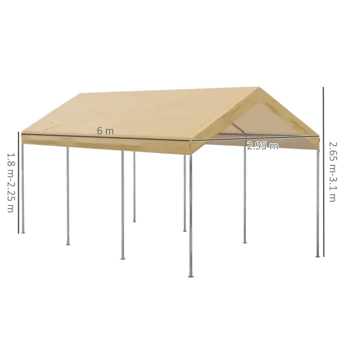 Box Auto da Esterno 600x295x265-310 cm in Acciaio e Polietilene Beige - immagine 3