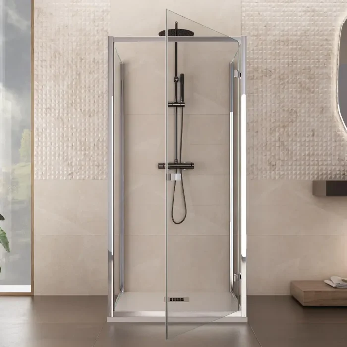 Box Doccia 3 Lati 1 Anta Battente in Cristallo Trasparente 6mm H195 Bonussi Dafne Varie Misure - immagine 2