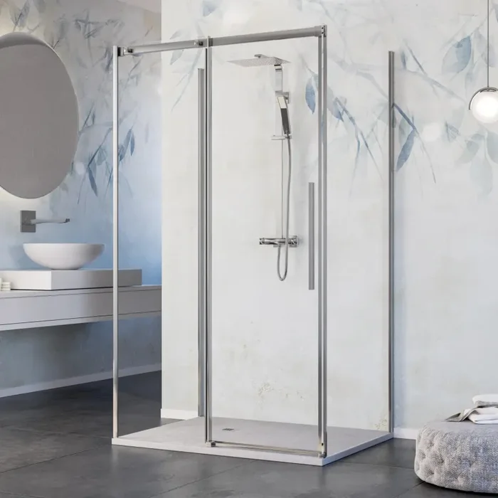 Box Doccia 3 Lati 1 Anta Scorrevole in Cristallo Trasparente 8mm H200 Bonussi Eliane Online - immagine 2