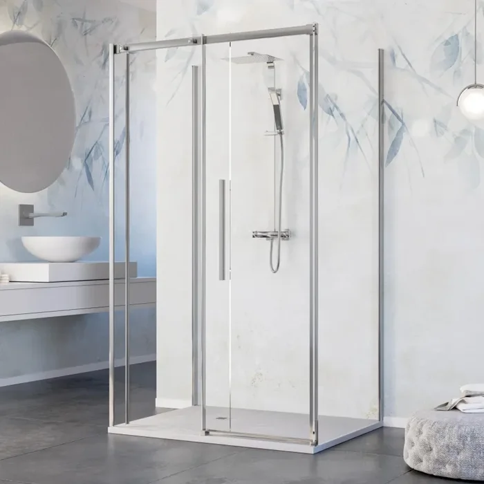 Box Doccia 3 Lati 1 Anta Scorrevole in Cristallo Trasparente 8mm H200 Bonussi Eliane Online - immagine 3