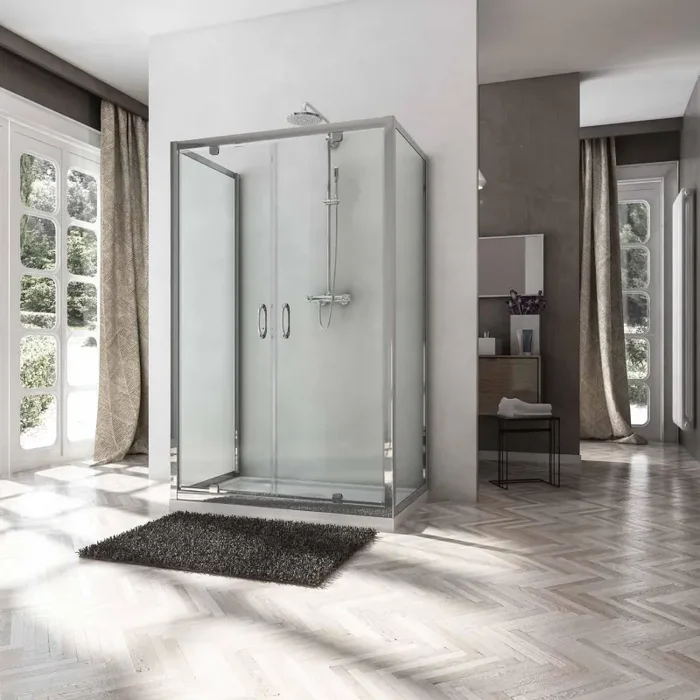 Box Doccia 3 Lati 2 Ante Battenti In Cristallo Trasparente 6mm H185 Fosterberg Koge Trio Varie Misure - immagine 3