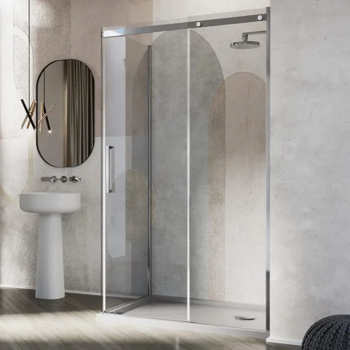 Box Doccia Angolare 1 Anta Scorrevole in Cristallo Trasparente 8mm H200 Fosterberg Horsen Varie Misure In saldo - immagine 2
