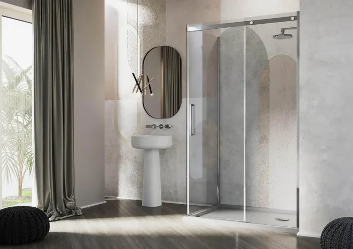 Box Doccia Angolare 1 Anta Scorrevole in Cristallo Trasparente 8mm H200 Fosterberg Horsen Varie Misure In saldo - immagine 3