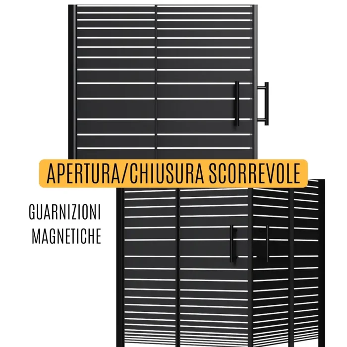 Box Doccia Angolare 2 Ante Scorrevoli 80×80 cm in Cristallo 6 mm H185cm Profilo Nero - immagine 3