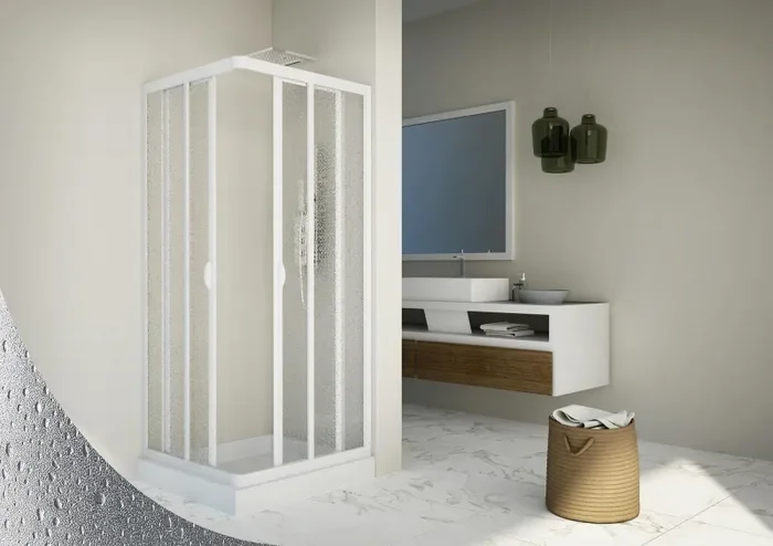 Box Doccia Angolare 2 Ante Scorrevoli in Acrilico 2,2 mm H185 cm Dorini Bianco Varie Misure Online ora - immagine 2