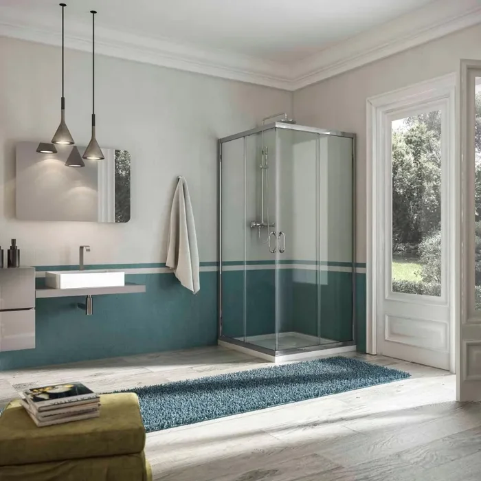 Box Doccia Angolare 2 Ante Scorrevoli In Cristallo Opaco 6mm H185 Fosterberg Vejle Varie Misure - immagine 3