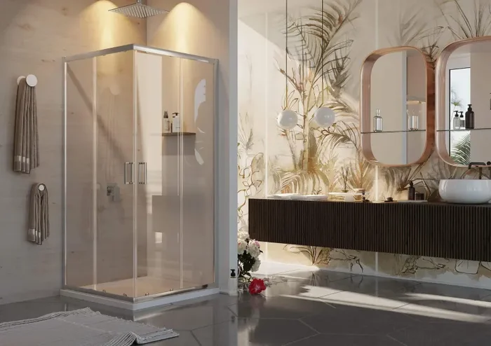 Box Doccia Angolare 2 Ante Scorrevoli in Cristallo Trasparente 6mm H185 Fosterberg Dragor Varie Misure - immagine 3