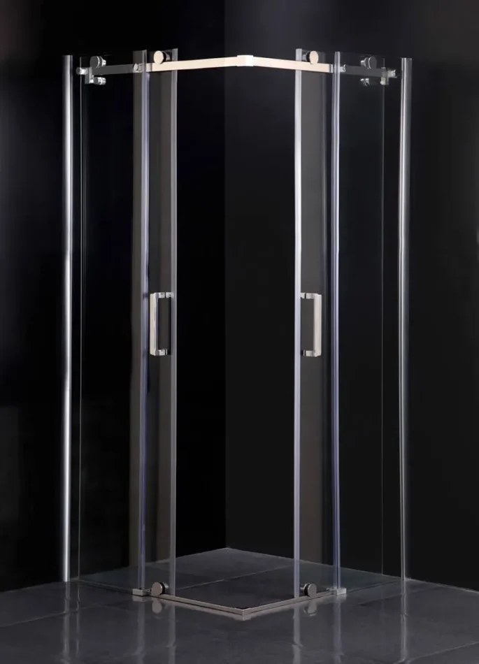 Box Doccia Angolare 2 Ante Scorrevoli in Cristallo Trasparente 8mm H200cm Destra/Sinistra Vorich Sly Lux Varie Misure