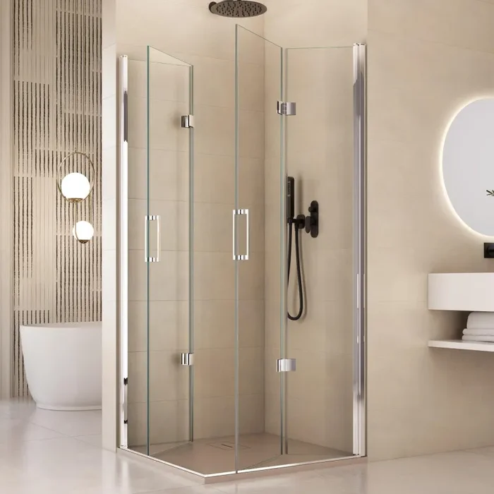 Box Doccia Angolare H190 cm 2 Ante a Libro in Cristallo 6mm Trasparente Bonussi Micol Varie Misure - immagine 2