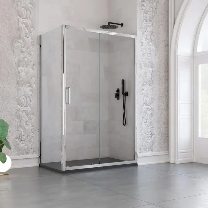 Box Doccia Angolare H195 cm 1 Anta Scorrevole in Cristallo 6mm Trasparente Bonussi Chanel Varie Misure - immagine 3