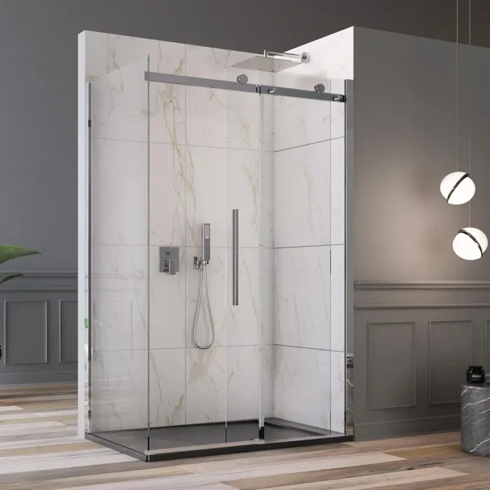 Box Doccia Angolare H195 cm 1 Anta Scorrevole in Cristallo 8mm Trasparente Bonussi Elise Varie Misure - immagine 2