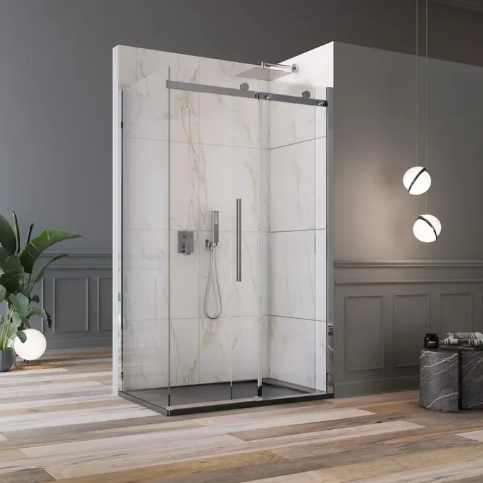 Box Doccia Angolare H195 cm 1 Anta Scorrevole in Cristallo 8mm Trasparente Bonussi Elise Varie Misure - immagine 3