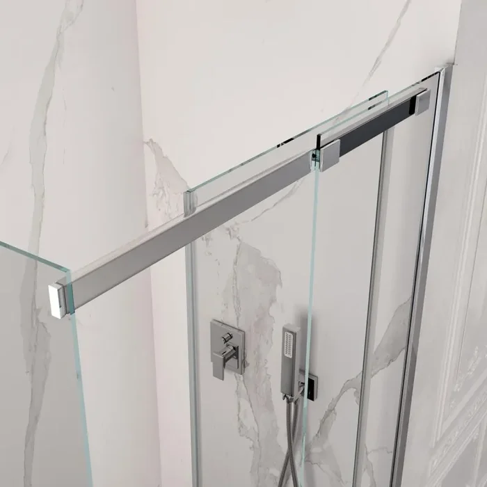 Box Doccia Angolare H200 cm 1 Anta Scorrevole in Cristallo 8mm Trasparente Bonussi Iris Varie Misure - immagine 2