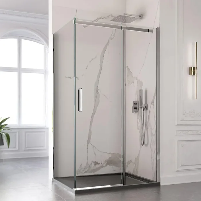 Box Doccia Angolare H200 cm 1 Anta Scorrevole in Cristallo 8mm Trasparente Bonussi Iris Varie Misure - immagine 3