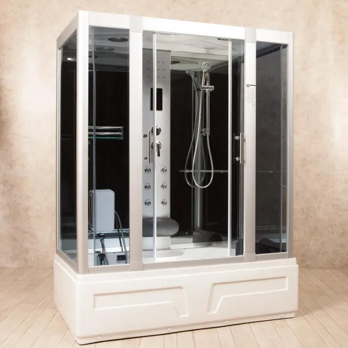 Box Doccia Idromassaggio Multifunzione 160×70 cm PoloNord Nera Fornitura - immagine 3