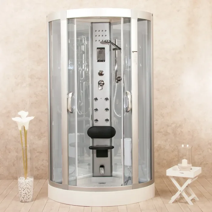 Box Doccia Idromassaggio Sauna Bagno Turco e Ozonoterapia 90×90 cm Eden Bianca