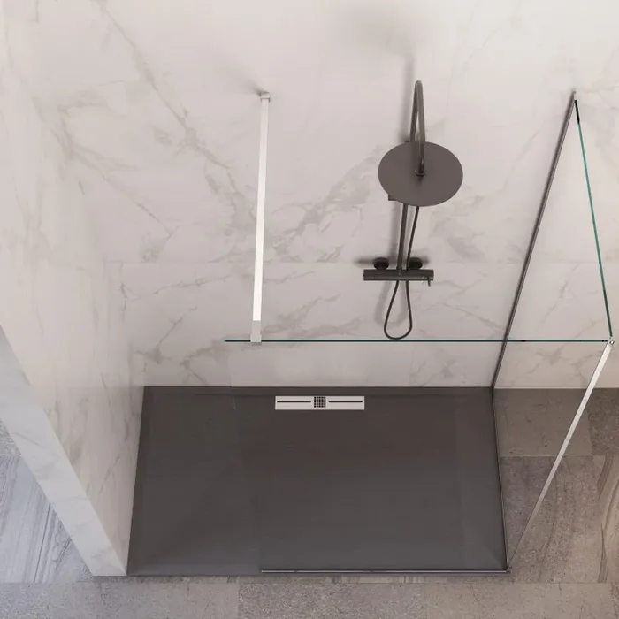 Box Doccia Parete Walk-In 2 Lati in Cristallo Trasparente 8 mm H195 Bonussi Aurore Varie Misure - immagine 2