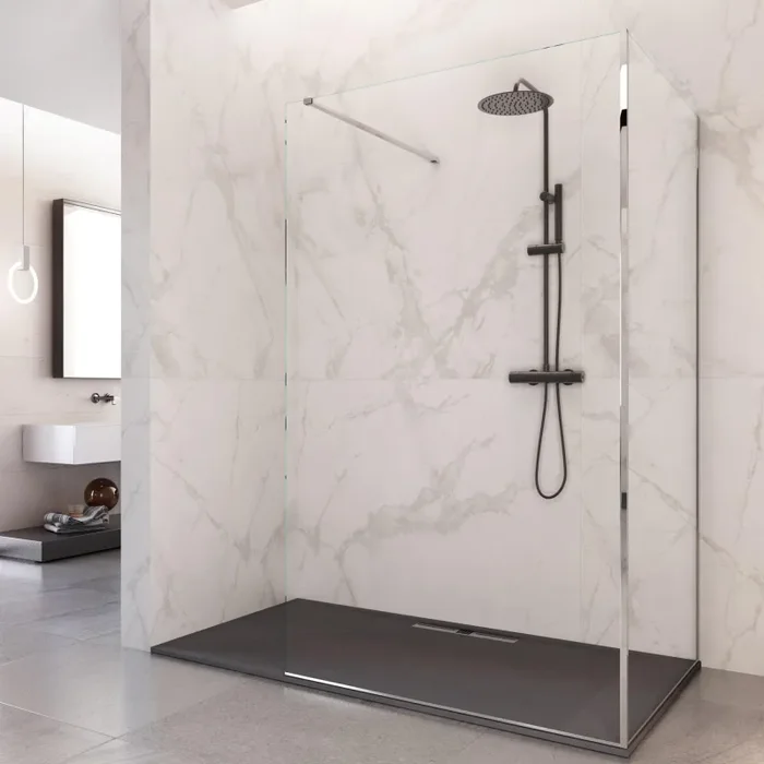 Box Doccia Parete Walk-In 2 Lati in Cristallo Trasparente 8 mm H195 Bonussi Aurore Varie Misure - immagine 3