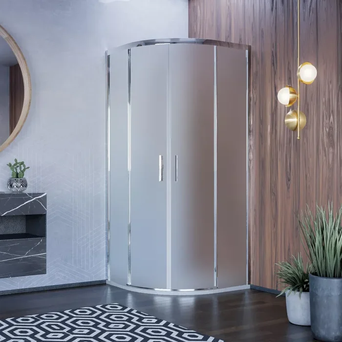 Box Doccia Semicircolare 2 Ante Scorrevoli in Cristallo Acidato 6mm H195 Bonussi Lucy Varie Misure - immagine 2