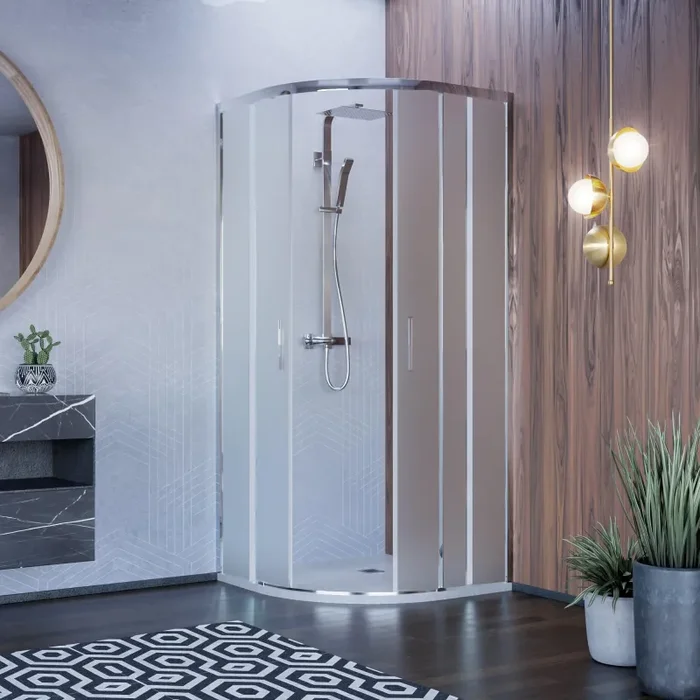 Box Doccia Semicircolare 2 Ante Scorrevoli in Cristallo Acidato 6mm H195 Bonussi Lucy Varie Misure - immagine 3