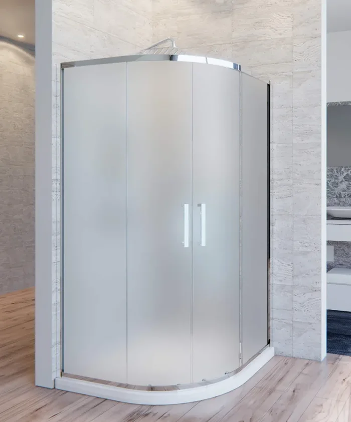 Box Doccia Semicircolare 90×90 cm 2 Ante Scorrevoli in Cristallo Opaco 6mm H195 Bonussi Atena