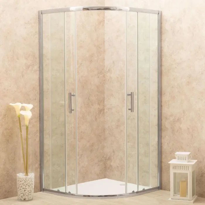 Box Doccia Semicircolare 90×90 cm 2 Ante Scorrevoli in Cristallo Trasparente 6mm H185 Vorich Itria - immagine 2