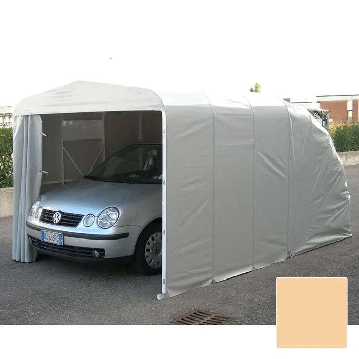 Box Modulare Copertura a 1 Chiocciola in PVC per Auto – 410x250xh200 cm Beige Maddi Moda