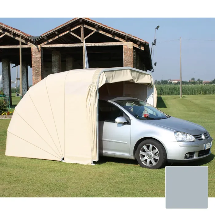 Box Modulare Copertura a 2 Chiocciole in PVC per Auto – 470x250xh200 cm/Grigio Maddi