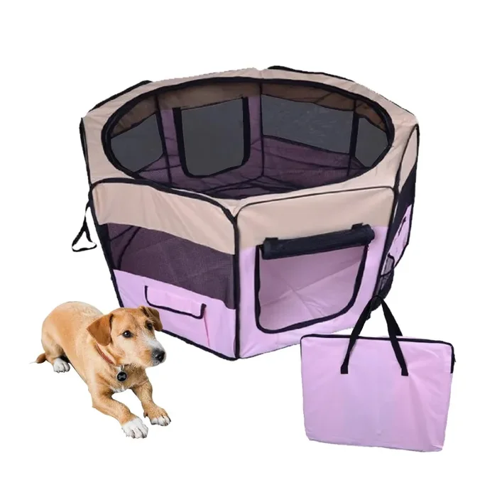 Box per Animali Cani Gatto Recinzione per Cuccioli Cuccia 114x114x58 cm Rosa Saldi