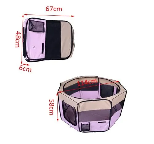 Box per Animali Cani Gatto Recinzione per Cuccioli Cuccia 114x114x58 cm Rosa Saldi - immagine 2