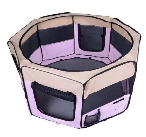 Box per Animali Cani Gatto Recinzione per Cuccioli Cuccia 114x114x58 cm Rosa Saldi - immagine 3