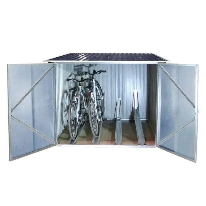 Box per Biciclette 203x203x162 cm in Metallo Antracite e Bianco