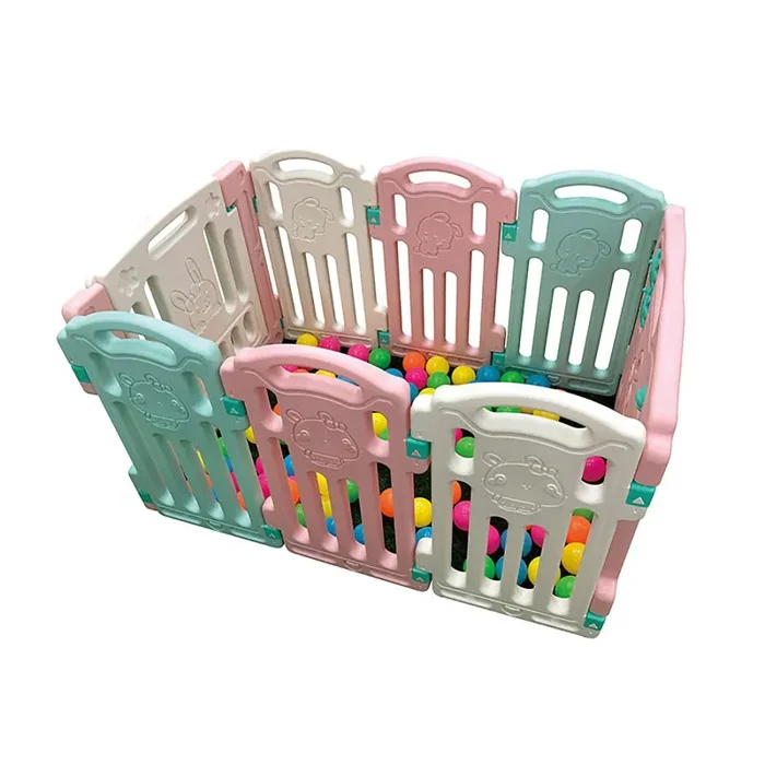 Box Recinto Attività per Bambini 102x70x61 cm Bianco Rosa e Azzurro - immagine 2