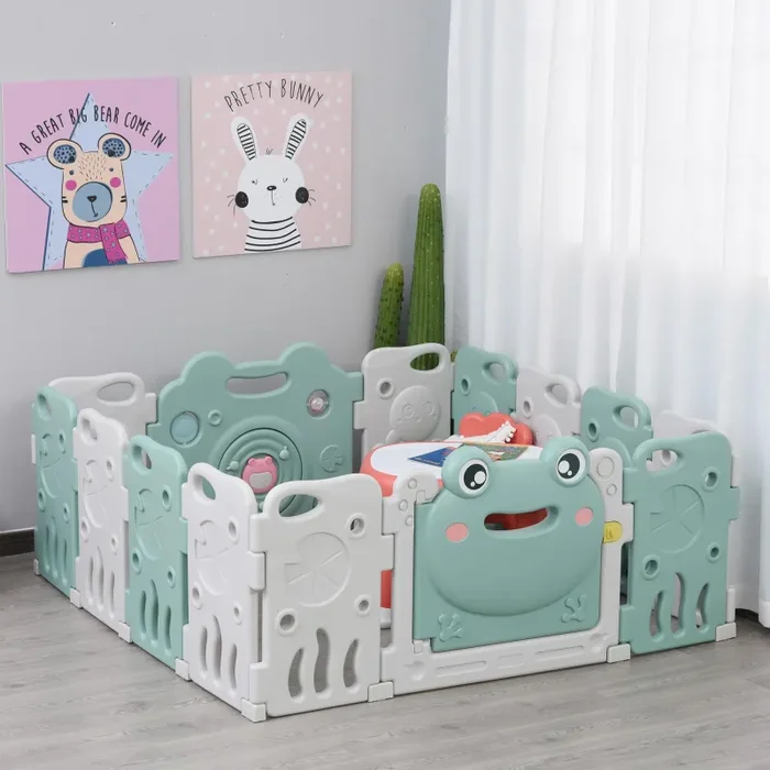 Box Recinto Attività per Bambini 154x154x62 cm in Plastica Verde - immagine 2