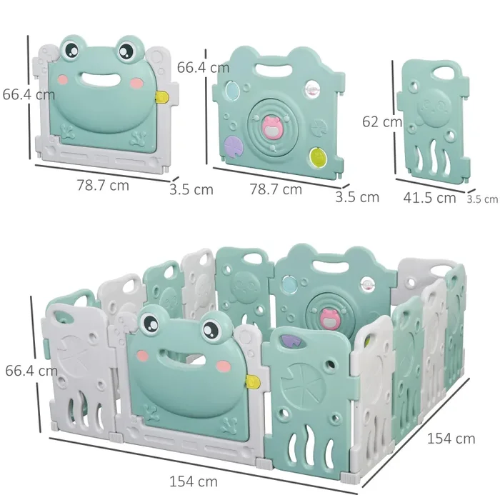 Box Recinto Attività per Bambini 154x154x62 cm in Plastica Verde - immagine 3